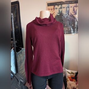 Loft Red Cowl Neck Long‎ Sleeve Sweater Size Medium
